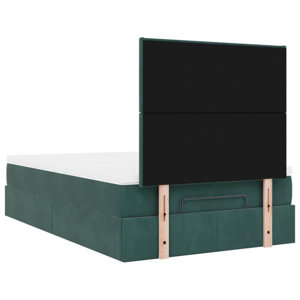 Ottoman-Bett mit Matratzen & LEDs Dunkelgrün 120x200 cm Samt