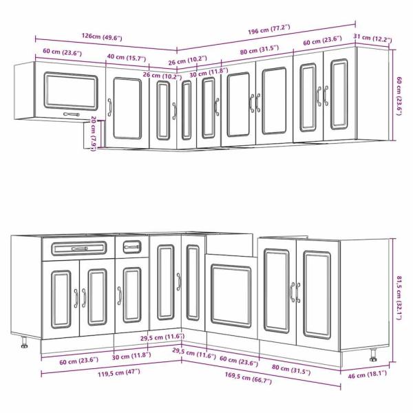 11-tlg. Küchenschrank-Set Kalmar Schwarz Holzwerkstoff