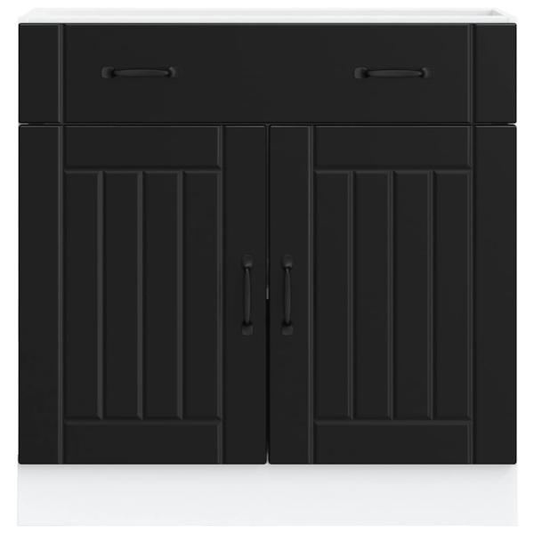 Küchen-Unterschrank Lucca Schwarz Holzwerkstoff