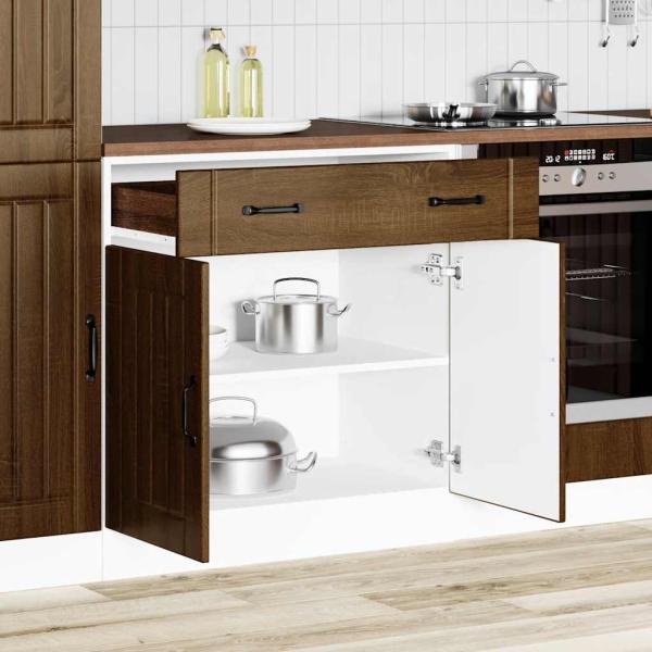 ARDEBO.de - Küchen-Unterschrank Lucca Braun Eichen-Optik Holzwerkstoff