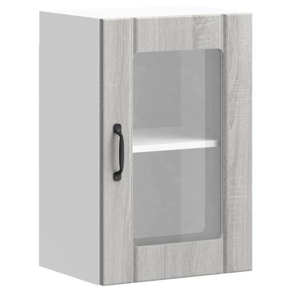 Küchen-Hängeschrank mit Glastür Lucca Grau Sonoma