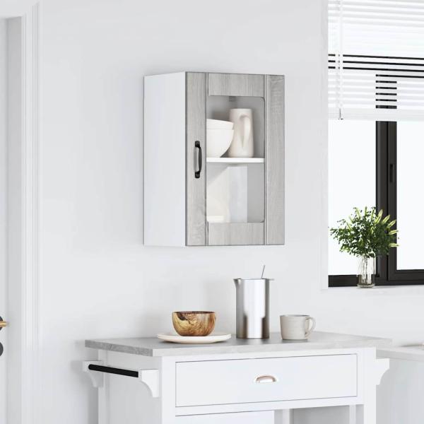 Küchen-Hängeschrank mit Glastür Lucca Grau Sonoma