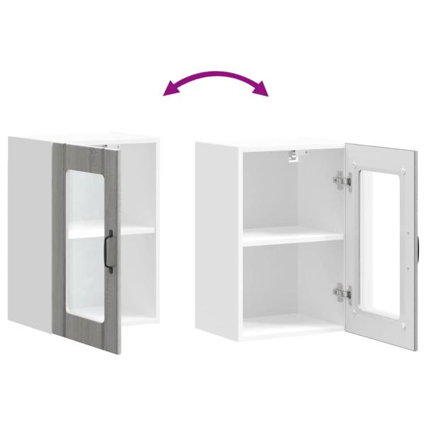 Küchen-Hängeschrank mit Glastür Lucca Grau Sonoma
