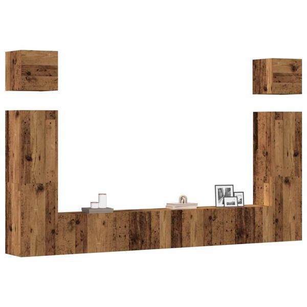 ARDEBO.de - 6-tlg. TV-Schrank-Set Wandmontage Altholz-Optik Holzwerkstoff