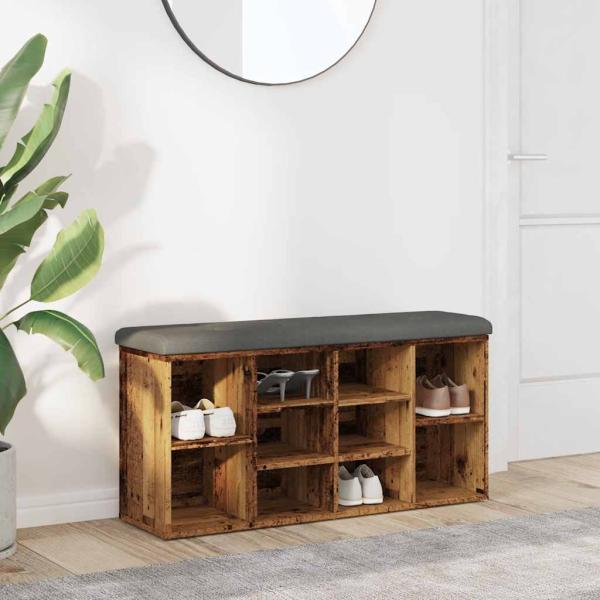 ARDEBO.de - Schuhbank Altholz-Optik 102x32x50 cm Holzwerkstoff