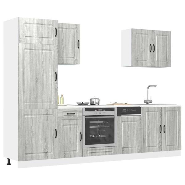 ARDEBO.de - 7-tlg. Küchenschrank-Set Kalmar Grau Sonoma Holzwerkstoff