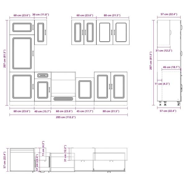 8-tlg. Küchenschrank-Set Kalmar Artisan-Eiche Holzwerkstoff