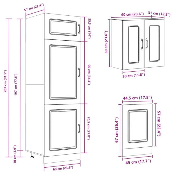 8-tlg. Küchenschrank-Set Kalmar Schwarz Holzwerkstoff