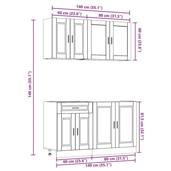 4-tlg. Küchenschrank-Set Kalmar Artisan-Eiche Holzwerkstoff