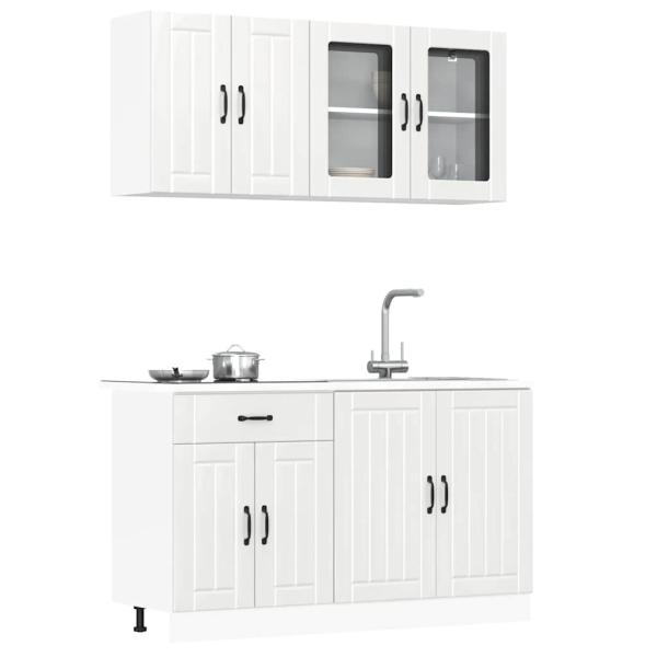ARDEBO.de - 4-tlg. Küchenschrank-Set Kalmar Hochglanz-Weiß Holzwerkstoff