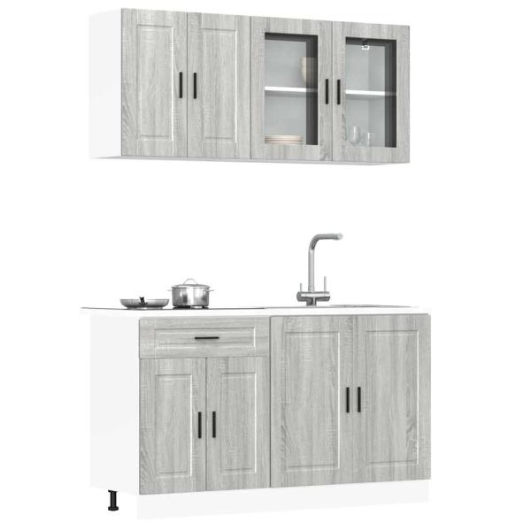ARDEBO.de - 4-tlg. Küchenschrank-Set Kalmar Grau Sonoma Holzwerkstoff