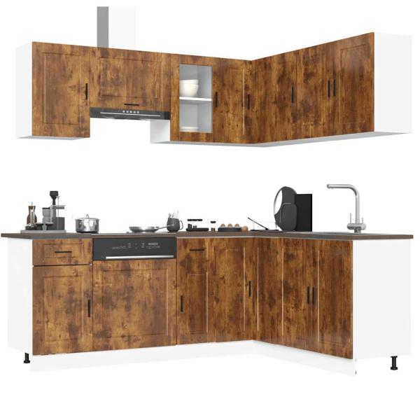 ARDEBO.de - 11-tlg. K?chenschrank-Set Porto R?uchereiche Holzwerkstoff