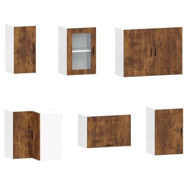 11-tlg. K?chenschrank-Set Porto R?uchereiche Holzwerkstoff