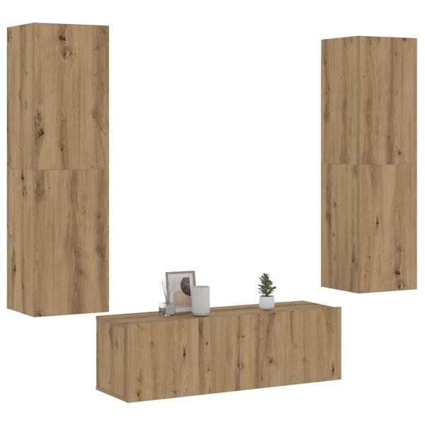 ARDEBO.de - TV-Wandschränke 3 Stk. Artisan-Eiche Holzwerkstoff