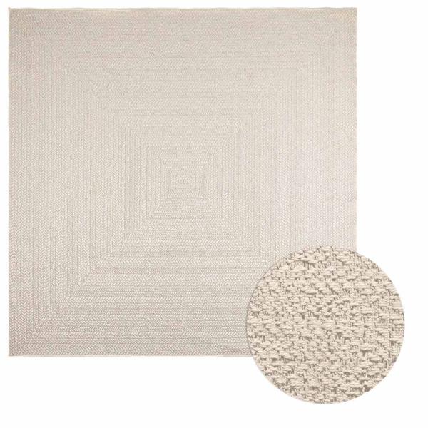 ARDEBO.de - Teppich ZIZUR Creme 240x240 cm Jute-Optik Indoor und Outdoor
