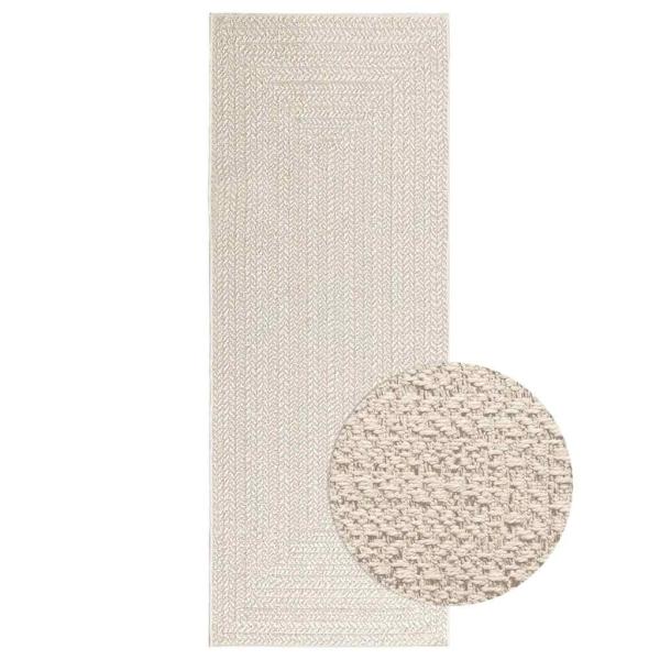 ARDEBO.de - Teppich ZIZUR Creme 80x200 cm Jute-Optik Indoor und Outdoor