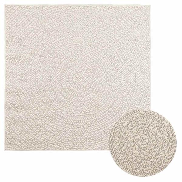 ARDEBO.de - Teppich ZIZUR Creme 120x120 cm Jute-Optik Indoor und Outdoor