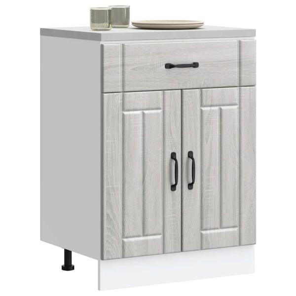 ARDEBO.de - Küchen-Unterschrank Lucca Grau Sonoma Holzwerkstoff