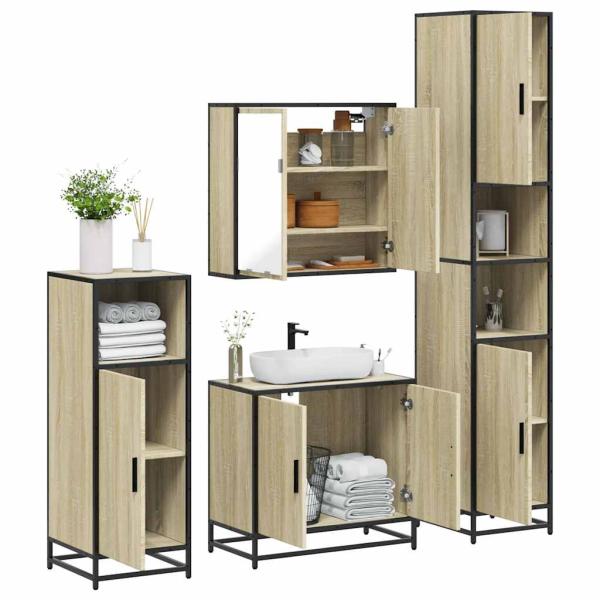 ARDEBO.de - 4-tlg. Badmöbel-Set Sonoma-Eiche Holzwerkstoff
