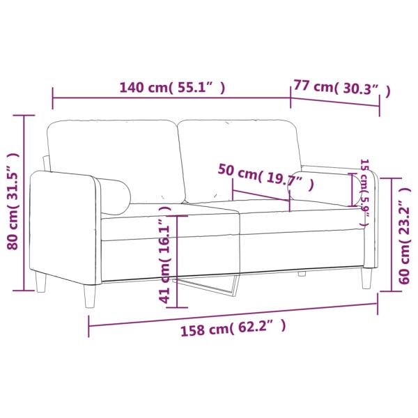 2-Sitzer-Sofa mit Zierkissen Rosa 140 cm Samt