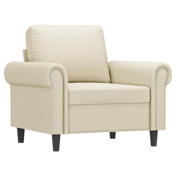 Sessel mit Hocker Creme 60 cm Kunstleder