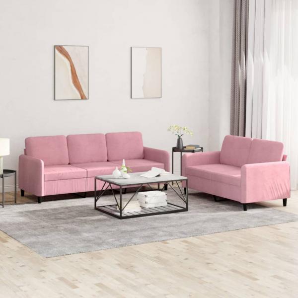ARDEBO.de - 2-tlg. Sofagarnitur Rosa Samt