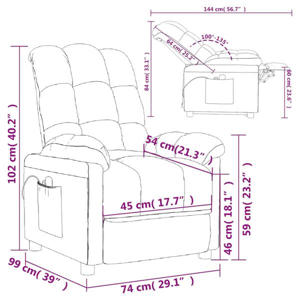 Massagesessel Elektrisch Dunkelgrau Stoff