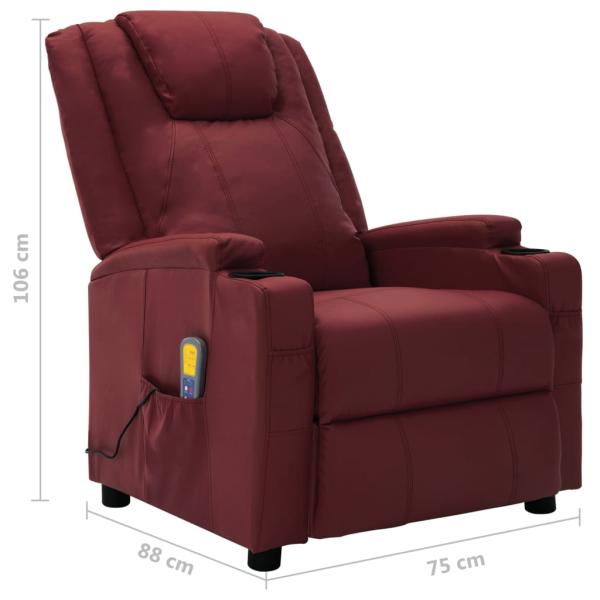 Massagesessel Elektrisch Weinrot Kunstleder