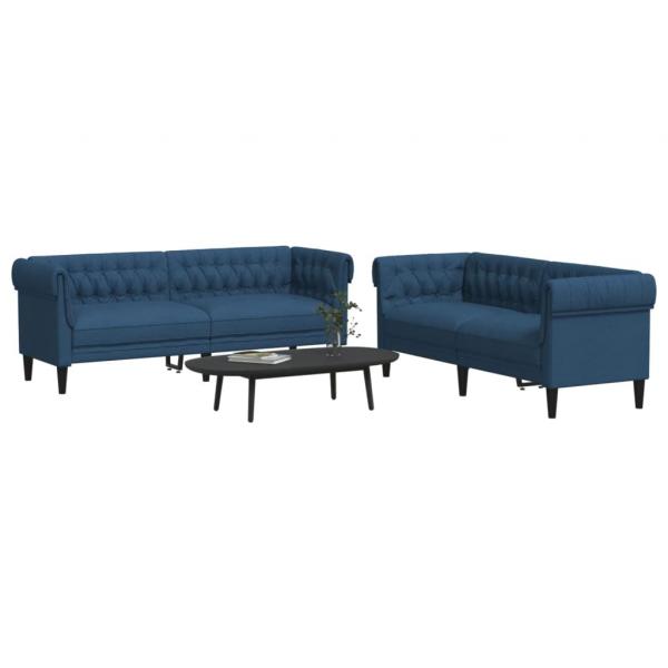 ARDEBO.de - 2-tlg. Sofagarnitur Blau Stoff