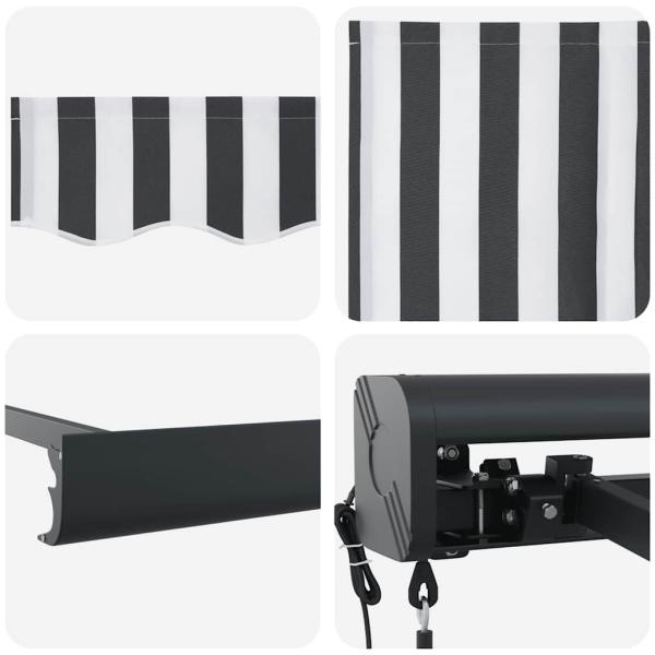 Markise Einziehbar Anthrazit und Weiß 4,5x3 m Stoff & Aluminium