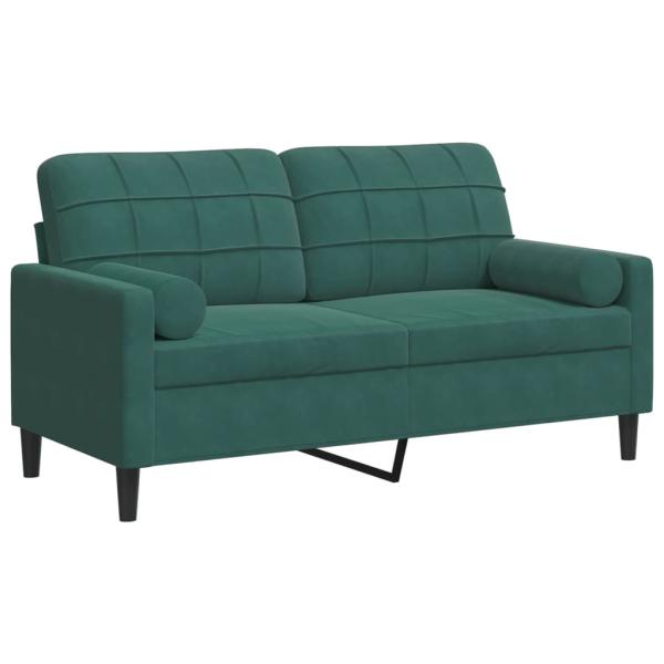 ARDEBO.de - 2-Sitzer-Sofa mit Zierkissen Dunkelgrün 140 cm Samt
