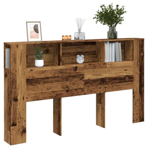 ARDEBO.de - Kopfteil mit Ablagen Altholz-Optik 180x18,5x102,5 cm