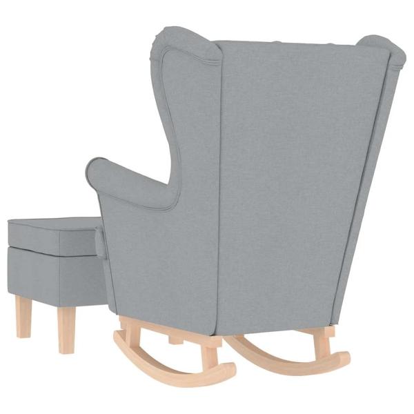 Schaukelsessel mit Hocker Hellgrau Stoff