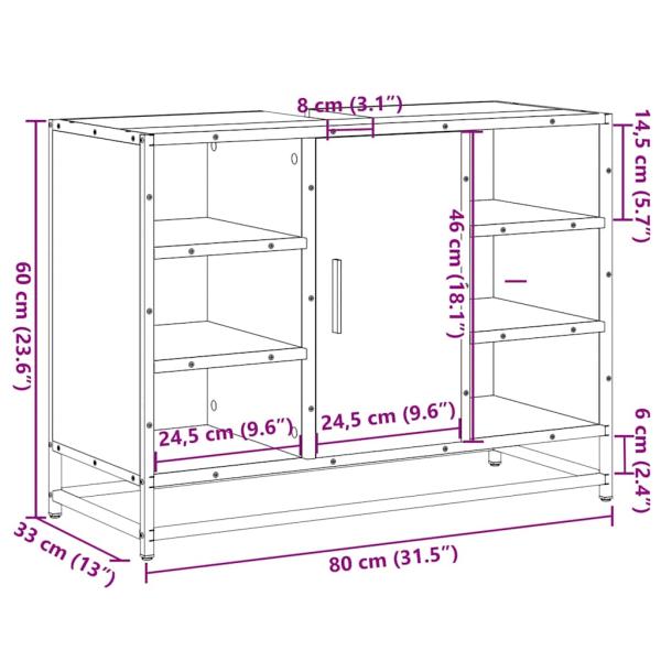 Waschbeckenunterschrank Sonoma-Eiche 80x33x60 cm Holzwerkstoff