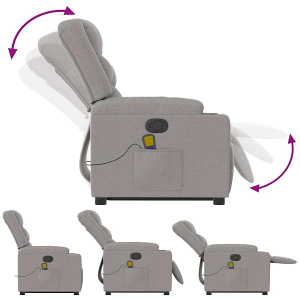 Massagesessel mit Aufstehhilfe Wolkengrau Stoff