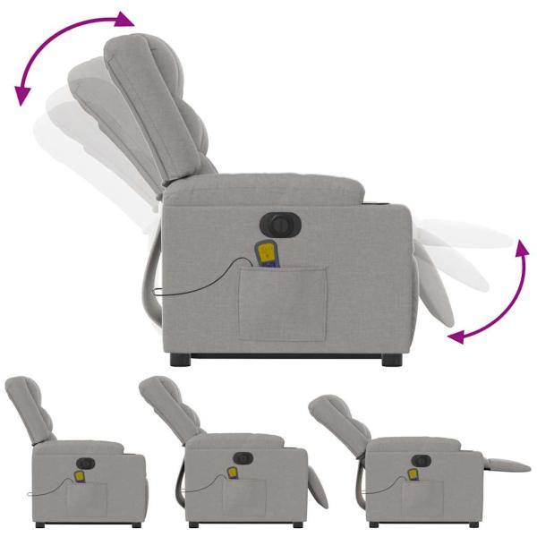 Massagesessel mit Aufstehhilfe Elektrisch Wolkengrau Stoff