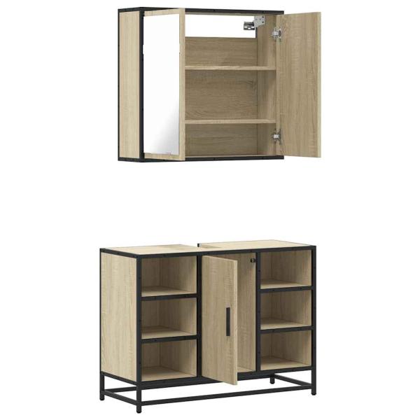 ARDEBO.de - 2-tlg. Badmöbel-Set Sonoma-Eiche Holzwerkstoff