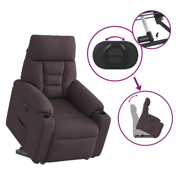 Relaxsessel mit Aufstehhilfe Elektrisch Dunkelbraun Stoff