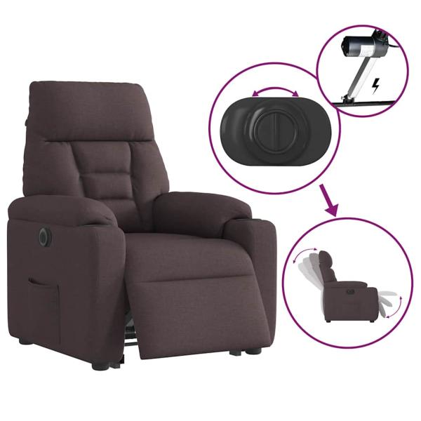 Relaxsessel mit Aufstehhilfe Elektrisch Dunkelbraun Stoff
