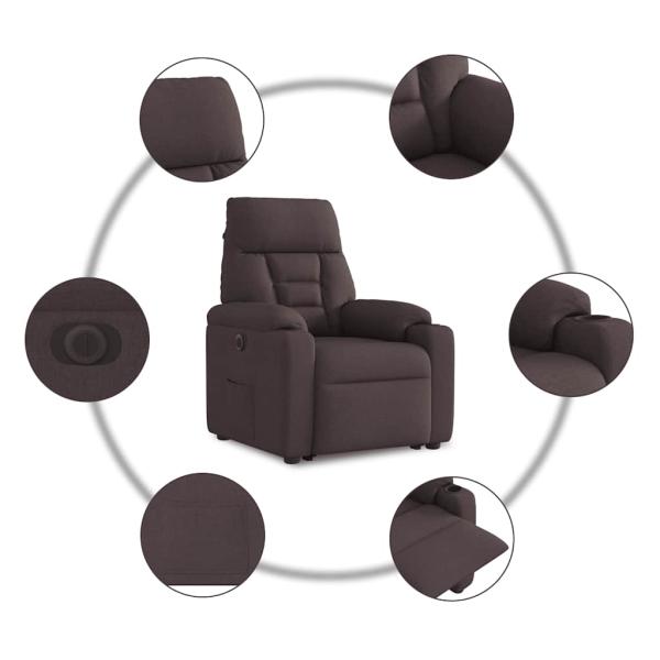 Relaxsessel mit Aufstehhilfe Elektrisch Dunkelbraun Stoff