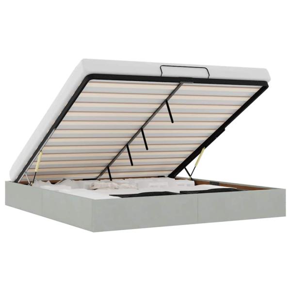 Ottoman-Bett ohne Matratze Hellgrau 180x200 cm Samt