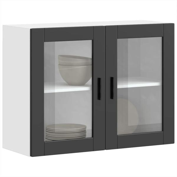 ARDEBO.de - Küchen-Hängeschrank mit Glastür Porto Schwarz
