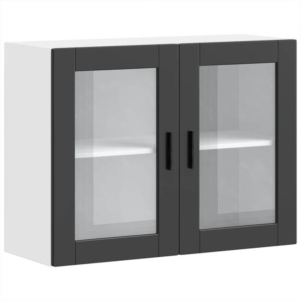 Küchen-Hängeschrank mit Glastür Porto Schwarz