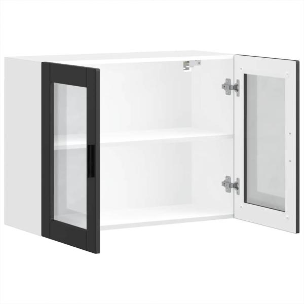 Küchen-Hängeschrank mit Glastür Porto Schwarz