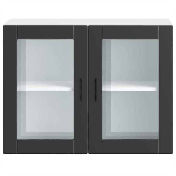 Küchen-Hängeschrank mit Glastür Porto Schwarz