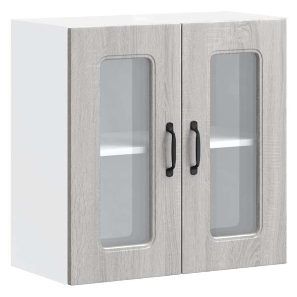 Küchen-Hängeschrank mit Glastür Grau Sonoma Holzwerkstoff
