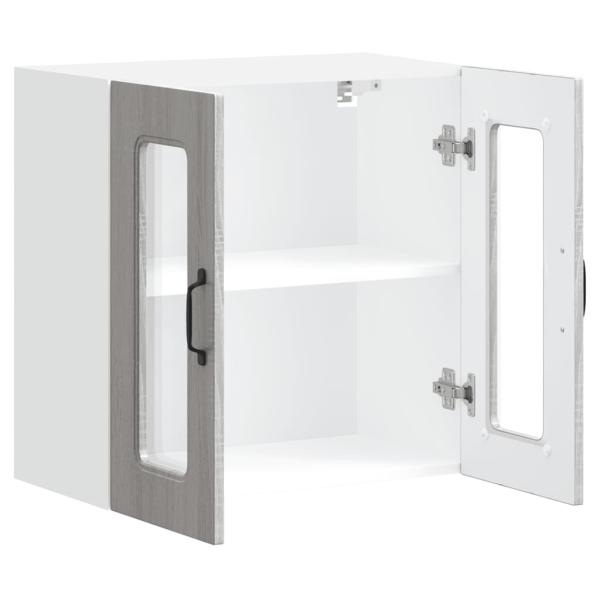 Küchen-Hängeschrank mit Glastür Grau Sonoma Holzwerkstoff