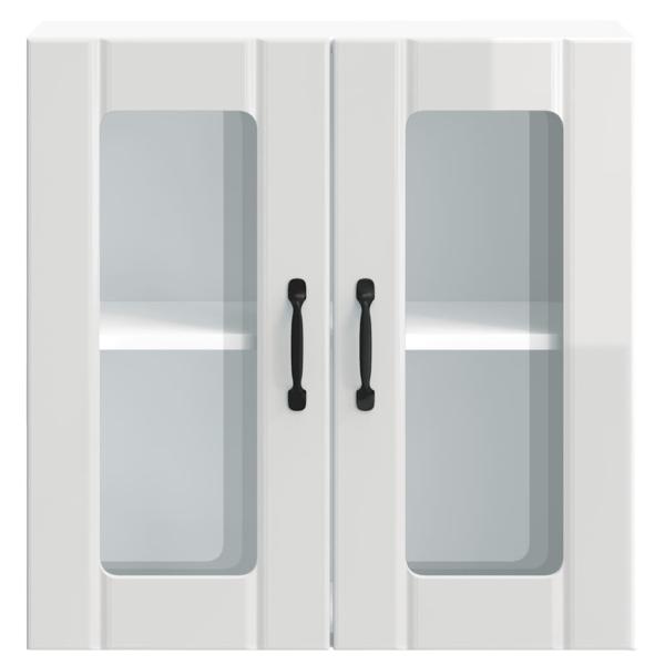 Küchen-Hängeschrank mit Glastür Hochglanz-Weiß Holzwerkstoff