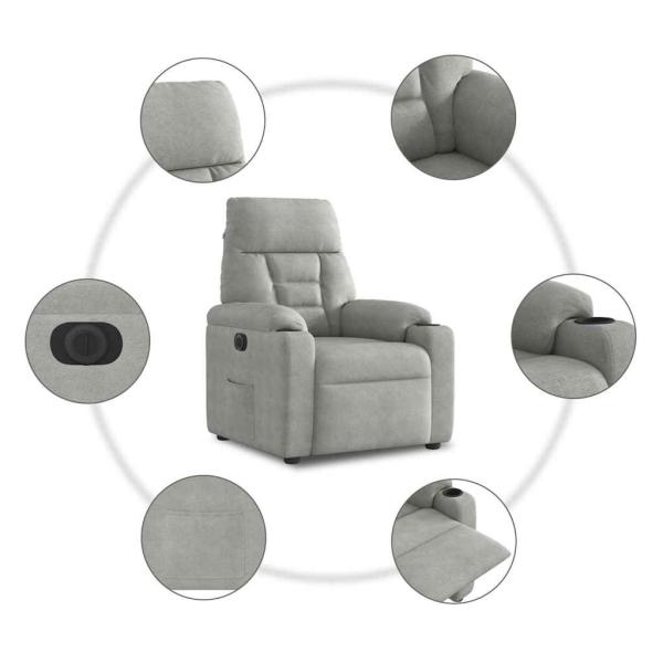 Relaxsessel Elektrisch Hellgrau Mikrofasergewebe