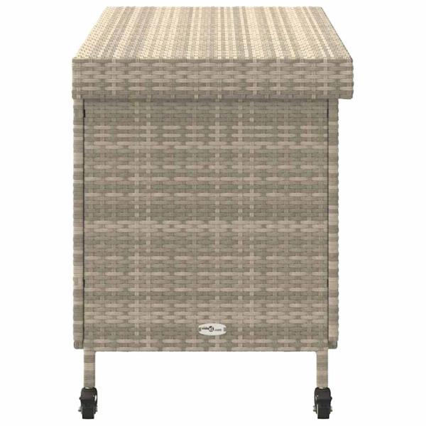 Gartentruhe mit Rollen Hellgrau 110x55x73 cm Poly Rattan
